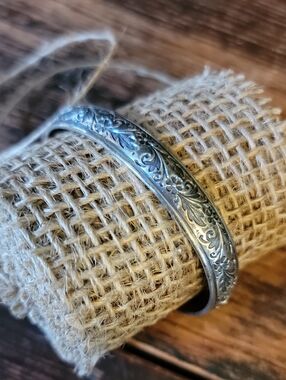 Vintage Ed Levin Floral Sterling Silver Cuff Bracelet